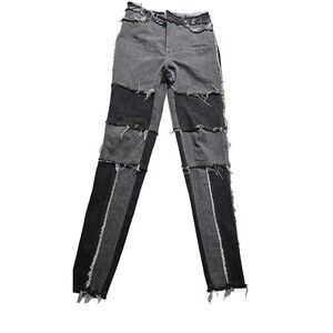 So Real Gsuwoo Patchwork Jeans Women's Size Large Black Gray Jeans